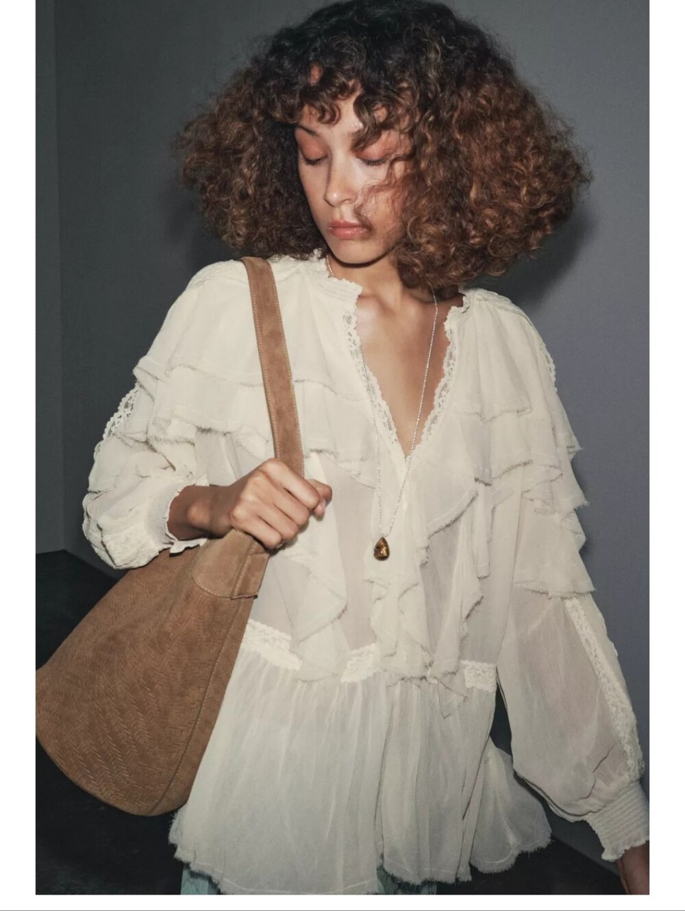 BNWT! Zara Boho Ruffle Peasant Blouse